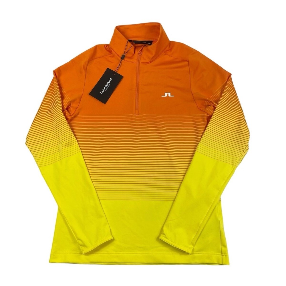 J.Lindeberg Luis Russet Orange Performance Half Zip Golf Mid Layer Mens M